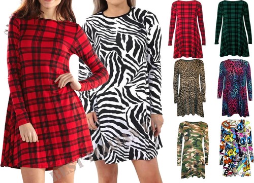 Womens printed swing dress - swing,