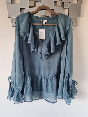 Size teal sheer - teal, ruffle-trim