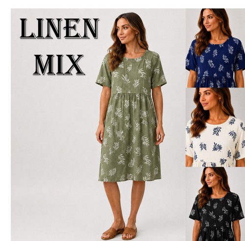 Ladies linen mix midi - linen,