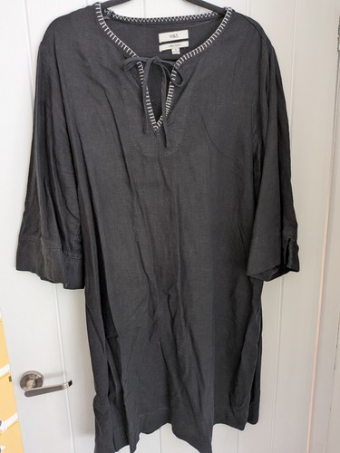 Navy linen tunic dress s - navy,