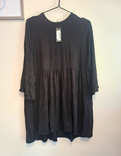 Boohoo black smock dress round - boohoo,