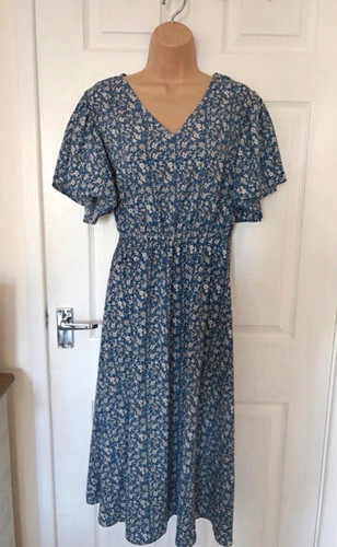 Shein blue floral smocked - floral, midi