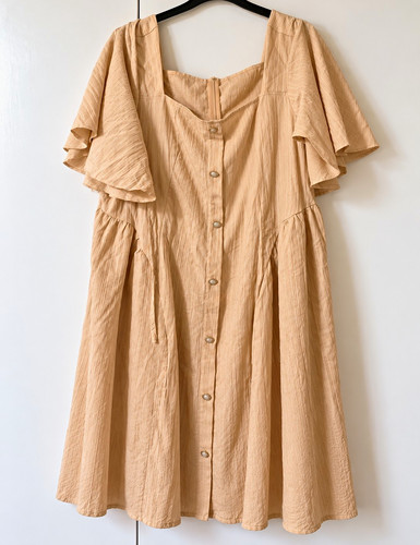 Beige smock dress - beige, 2xl
