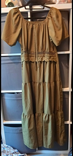 Green smocked smock - smock, dress