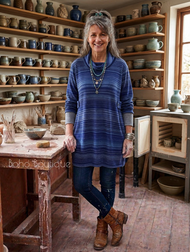 Ewm blue stripe - blue, knit