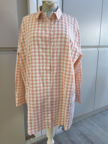 Papaya gingham shirt dress - gingham,